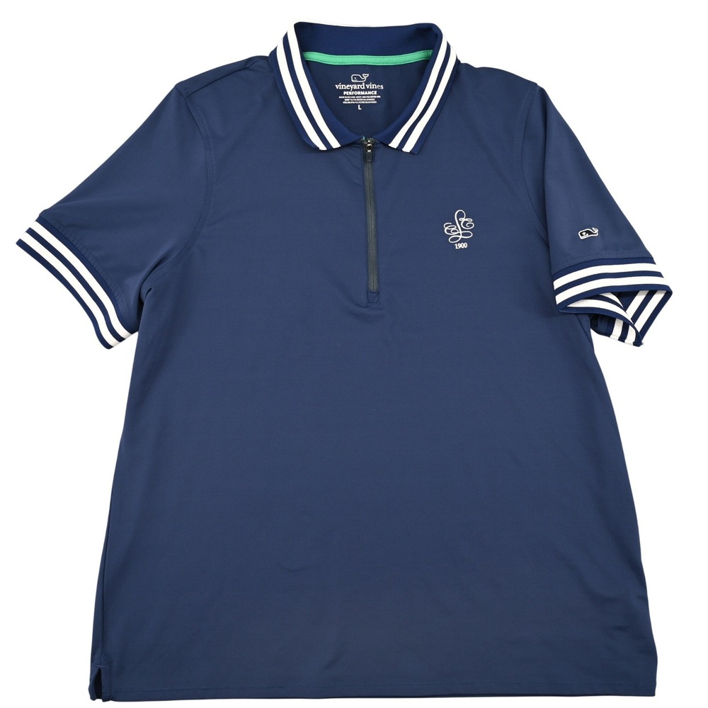 Vineyard Vines Women's Navy brrr° Performance Quarter Zip Golf Polo Shirt Large
